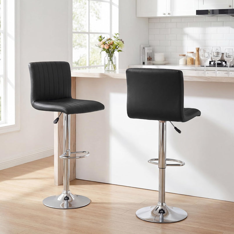 Giantex Tabourets de Bar Modernes | Chaises de Bar Pivotantes Réglables avec Dossier et Repose-Pieds (2/4)