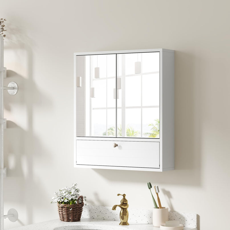 Giantex Medicine Cabinet, Bathroom Wall Mount Cabinet with Mirrored Door