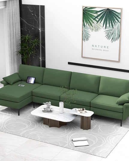 Giantex 130.5" L Convertible Sofa Couch, Sectional Sleeper