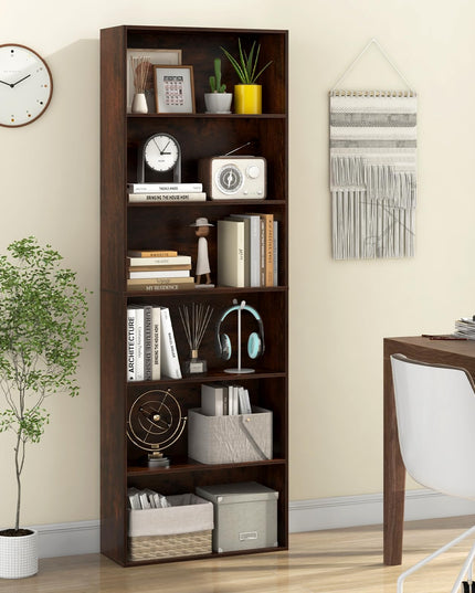 Giantex 6-Tier Bookcase, 70" Tall Wooden Bookshelf, Freestanding Storage Organizer w/Open Shelves