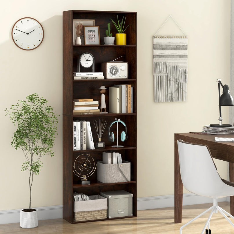 Giantex 6-Tier Bookcase, 70" Tall Wooden Bookshelf, Freestanding Storage Organizer w/Open Shelves