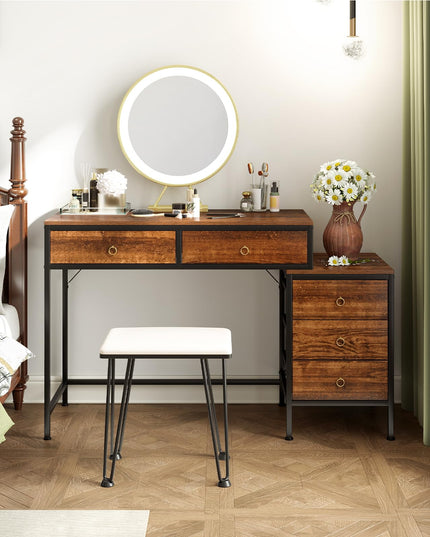 Bureau d'ordinateur Giantex avec 5 tiroirs | Bureau de maison/bureau de 129,5 cm avec classeur
