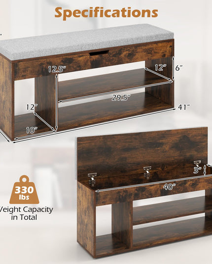 Giantex 31 Inches Shoe Storage Bench for Entryway