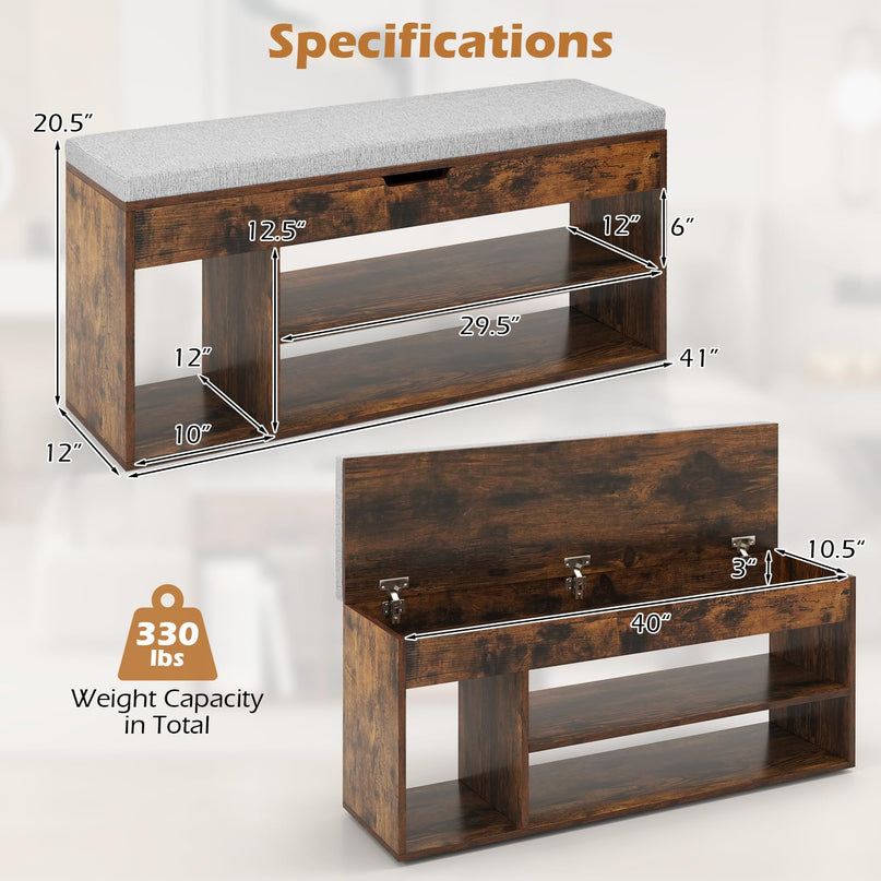 Giantex 31 Inches Shoe Storage Bench for Entryway