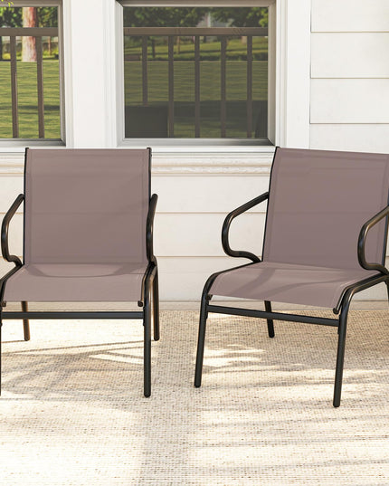 Giantex All Weather Patio Chairs with Ergonomic Backrests & Armrests