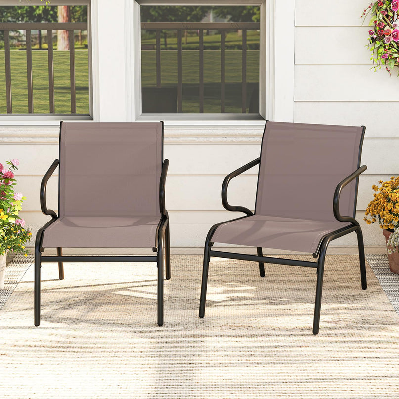 Giantex All Weather Patio Chairs with Ergonomic Backrests & Armrests