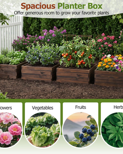 Giantex 23" x 23" Wooden Raised Garden Bed for Patio Yard Garden Balcony