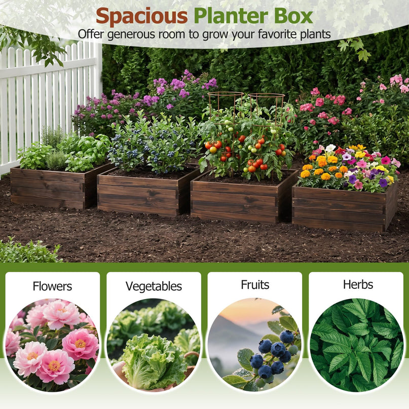 Giantex 23" x 23" Wooden Raised Garden Bed for Patio Yard Garden Balcony