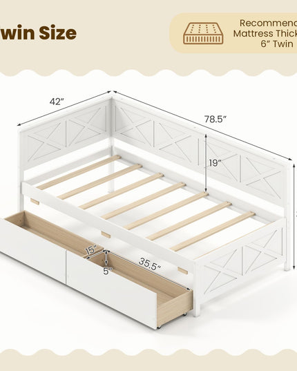 Giantex Twin Daybed with 2 Storage Drawers