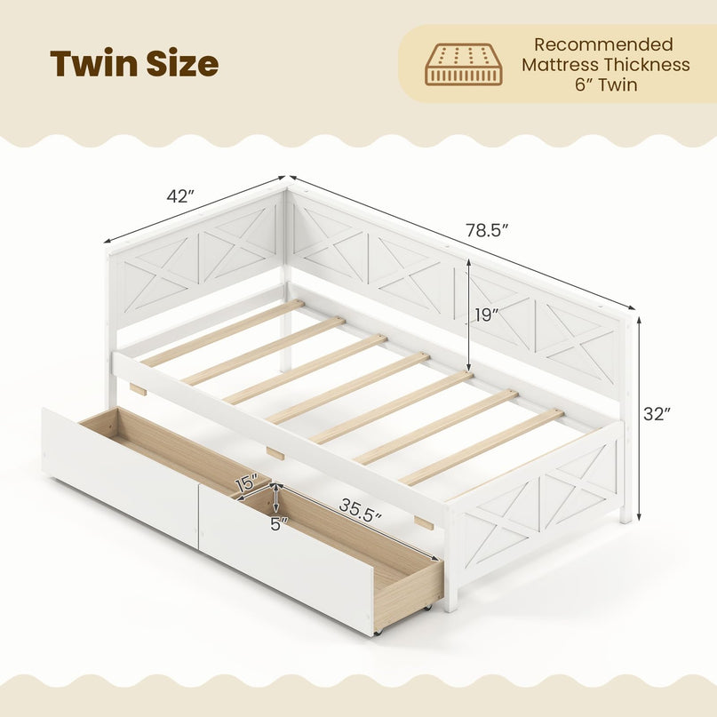 Giantex Twin Daybed with 2 Storage Drawers