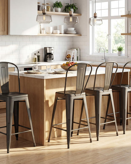 Giantex 24" Metal Bar Stools Set of 4 Counter Height Bar Chairs