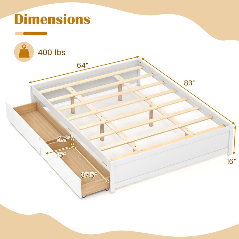 Giantex Queen Size Bed Frame with 2 Storage Drawers