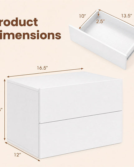 Giantex Floating Nightstand Set of 1/2 Wall-Mounted Table with 2 Drawers