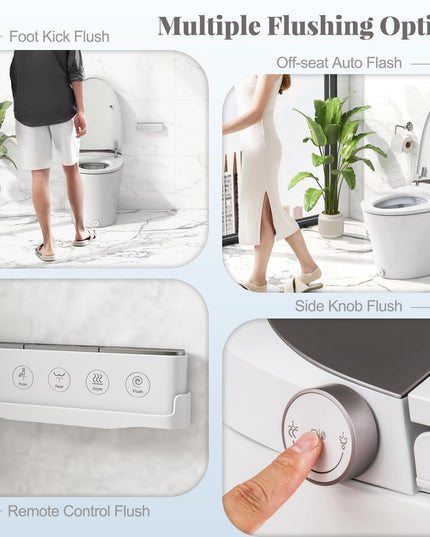 Giantex Smart Toilet, Elongated Bidet Toilet with Adjustable Heated Seat, Dryer, Night Light, Auto Open/Close, Foot Sensor