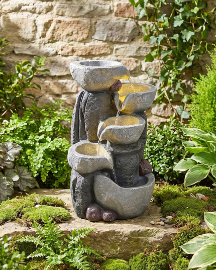 Giantex 5-Tier Outdoor Water Fountain with Lights