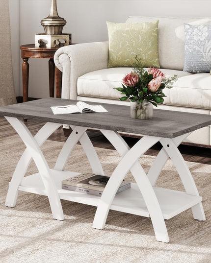 Giantex 40 Inch Rectangular Living Room Table with Open Display Area for Small Space