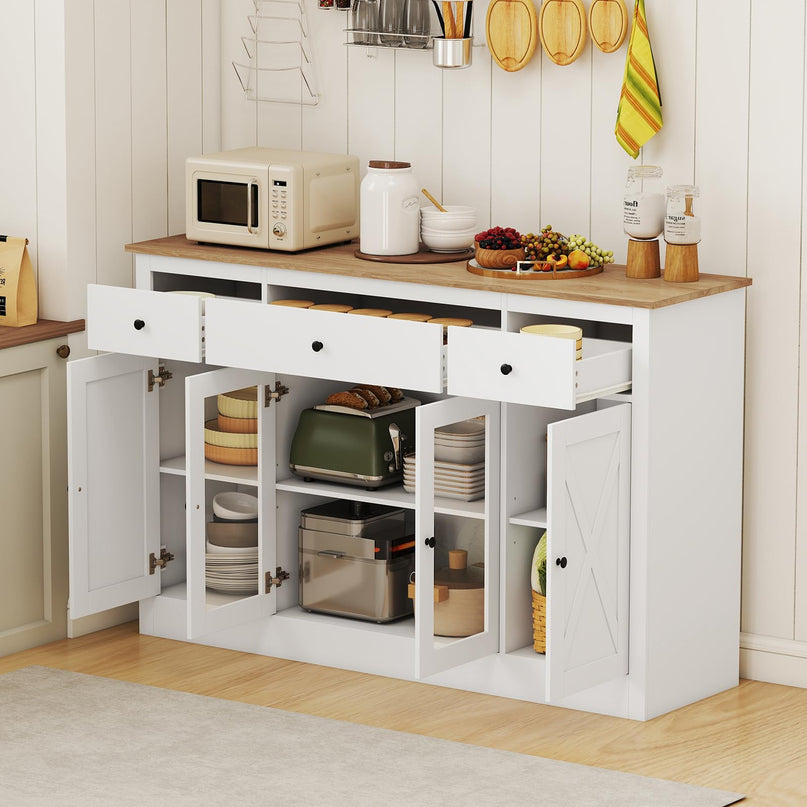 Giantex 55" Large Buffet Sideboard with 3 Drawers for Dining Room