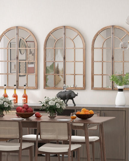 CHARMAID Farmhouse Arch Wall Mirror - 34"x24" Arched Window Pane Mirror