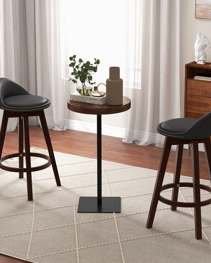 Giantex Swivel Bar Stools, 34.5 in Counter Height Stools with PVC Leather Cover, Rubber Wood Legs