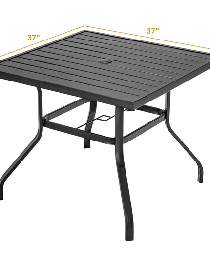 Giantex Patio Dining Table, Outdoor Bistro Table for 4 Person, with Umbrella Pole Hole