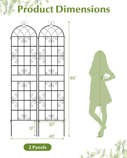 Giantex 86"x20" Metal Garden Trellis for Outdoor Climbing Plants(2/4 Packs)