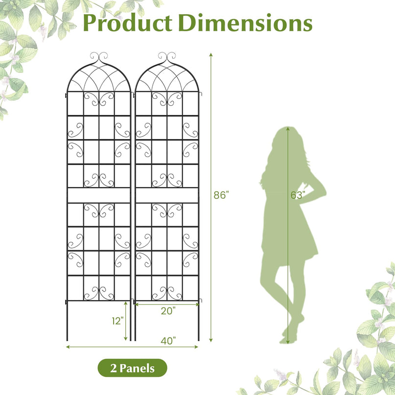 Treillis de jardin en métal Giantex 86"x20" pour plantes grimpantes d'extérieur (lot de 2/4)