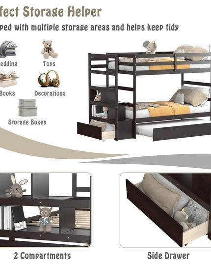 Giantex Twin-Over-Twin Bunk Bed with Trundle