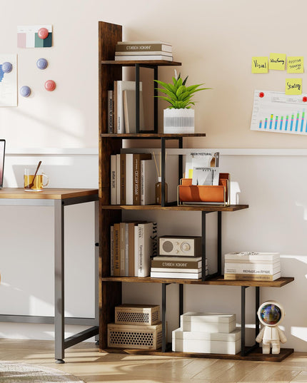 Giantex 62" Tall Ladder Corner Bookcase | Stable Metal Support