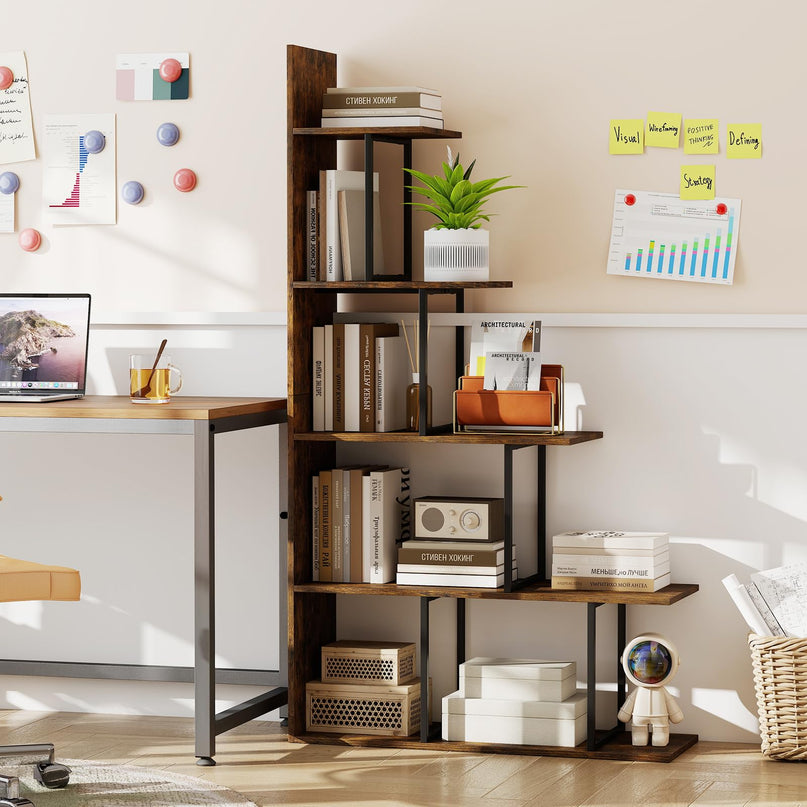 Giantex 62" Tall Ladder Corner Bookcase | Stable Metal Support
