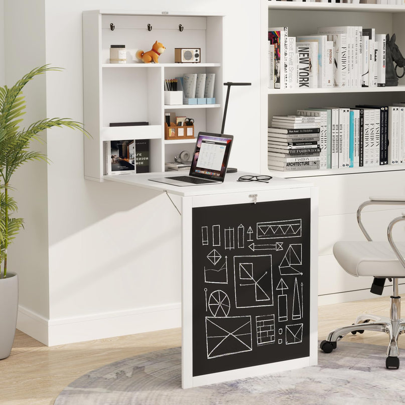 Giantex Foldable Wall-Mounted Desk with Chalkboard