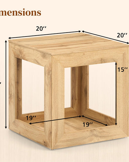 GIANTEX 20" Farmhouse End Table with 2-Tier Storage Shelf (1/2)