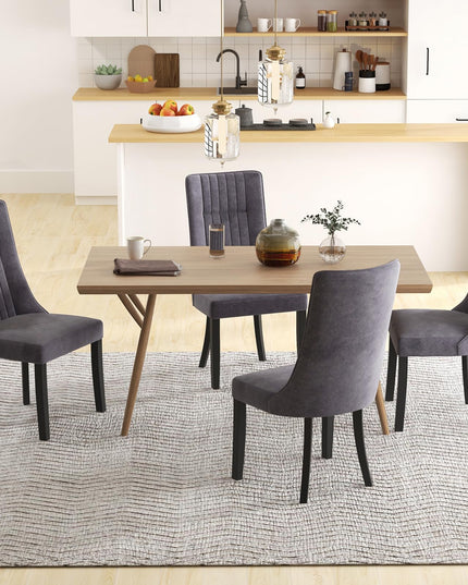 Giantex Upholstered Dining Chairs Set, Channel Tufted Kitchen Chairs w/High Backrest