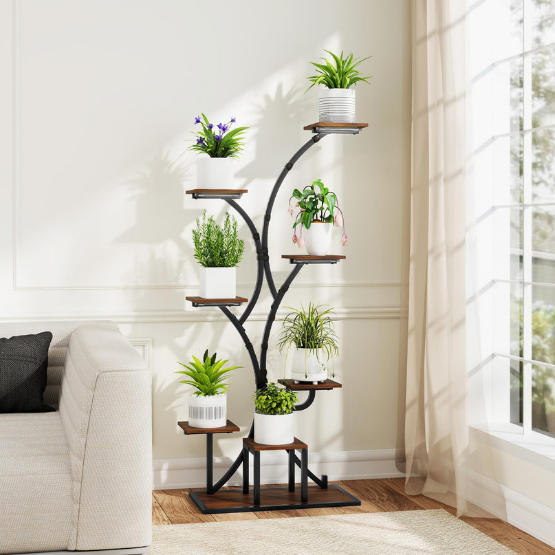 Giantex Plant Stand Indoor with Grow Lights 8-Tier 58" Tall Corner Metal Plant Shelf