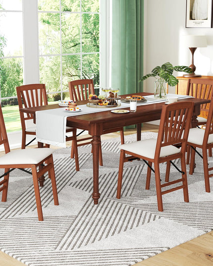 Giantex Folding Dining Chairs Set of 2/4, Modern Kitchen Chairs w/Padded Seat & Slatted Backrest, Rubber Wood Frame