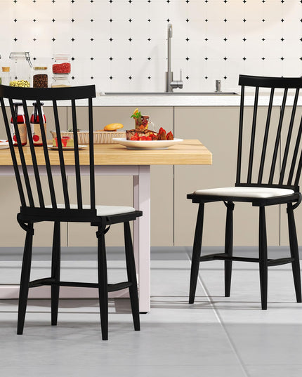 Giantex Windsor Dining Chairs Set of 2/4 w/Spindle Back & Removable Seat Cushion