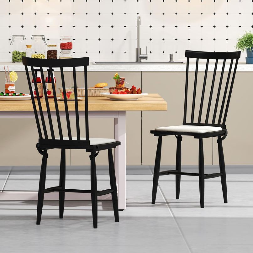 Giantex Windsor Dining Chairs Set of 2/4 w/Spindle Back & Removable Seat Cushion
