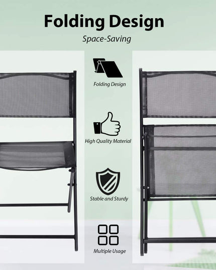 Giantex 4 PCS Folding Patio Chairs, Rust-Proof Steel Frame & Space Saving (Black)