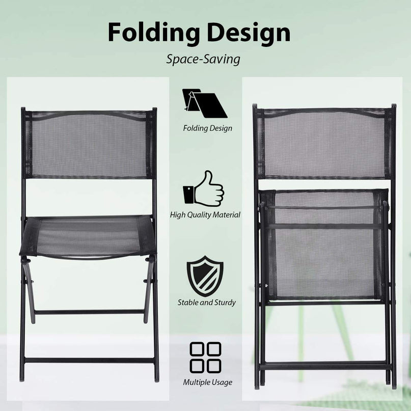 Giantex 4 PCS Folding Patio Chairs, Rust-Proof Steel Frame & Space Saving (Black)