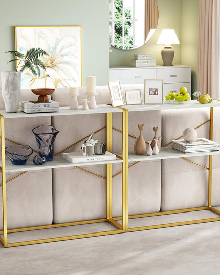 Giantex 36" Console Table with Open Storage Display Shelves and Heavy Duty Metal Frame