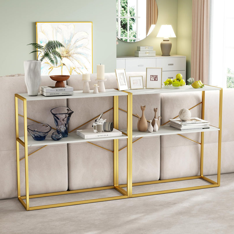 Giantex 36" Console Table with Open Storage Display Shelves and Heavy Duty Metal Frame