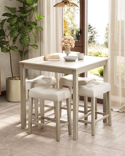 Giantex Dining Table Set for 4, 5-Piece Bar Table Set with 35”x35 Square Table, 18”x11 Padded Stools