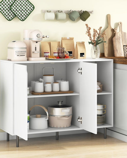 Giantex Buffet Cabinet with Storage, Wooden Sideboard with 2-Door Cabinet, 2 Cubes
