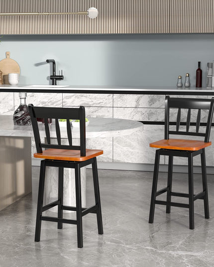 30.5 Inch Rubber Wood Bar Chairs - Giantex