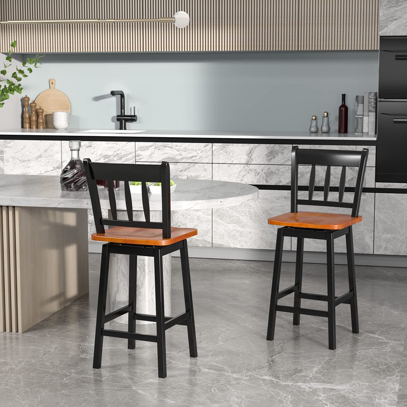 30.5 Inch Rubber Wood Bar Chairs - Giantex