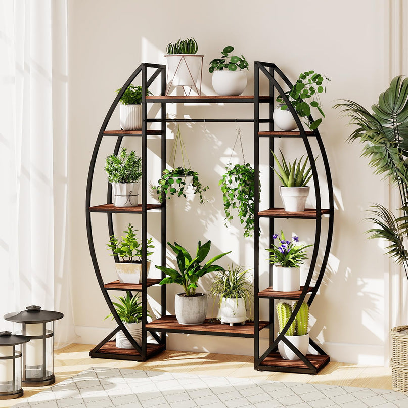 Giantex Plant Stand Indoor with Grow Lights 10-Tier 63" Tall Metal Plant Shelf