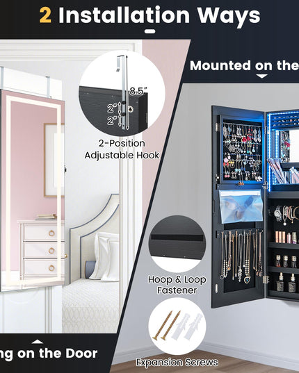 CHARMAID LED Mirror Jewelry Cabinet