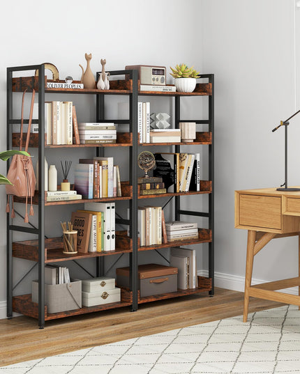 Giantex 5 Tier Bookshelf with 4 Hooks Set of 2 for Living Room
