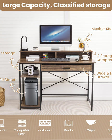 Giantex Computer Desk with Monitor Shelf