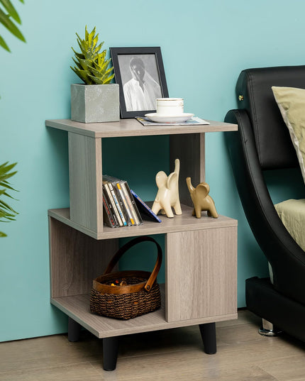 Giantex Accent Sofa Side Table w/Open Storage Shelves for Living Room Bedroom Study Room