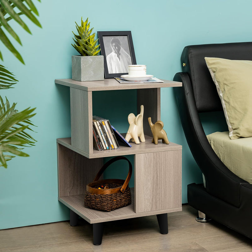Giantex Accent Sofa Side Table w/Open Storage Shelves for Living Room Bedroom Study Room